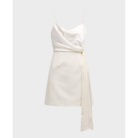 NEW Cinq à Sept Cara Tie Waist Mini Dress Size 4 Ivory Bridal‎ Satin - Picture 10 of 10